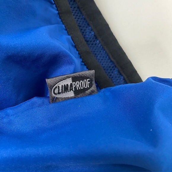 Adidas XL Blue Windbreaker Hooded 1/2 Zip Pullover‎ 3 Stripe Jacket - Picture 10 of 10